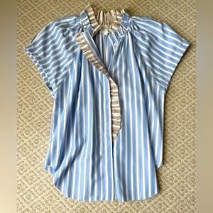 Striped Blue and White Women's Top